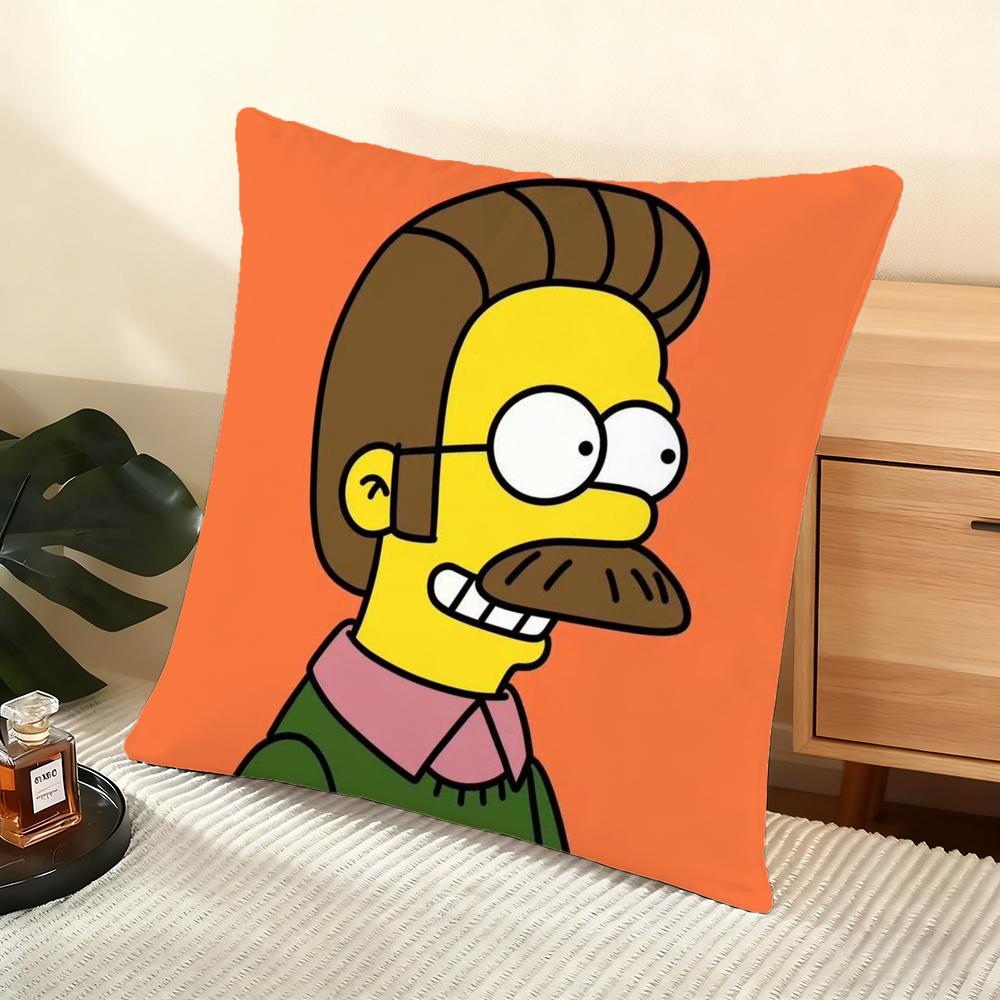 S-S-Simpson Family Anime Cushion Cover Silky Short Plush Home Sofa Cushion Cover - Invisible Zipper Home Decoration