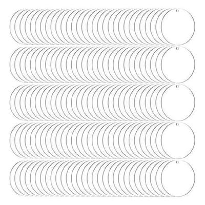 200Pcs Acrylic Keychain Blank Round-shaped Ornaments Small Gift Keychain Bulk