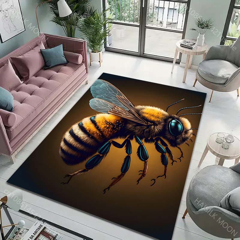 Bee Art Pattern Carpet for Living Room Bedroom Sofa Creative Doormat Home Decor Area Rugged Non-slip Mat Large Size