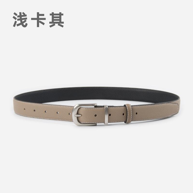 Lychee Pattern First Layer High-End Leather Women'S Belt Cowhide With Sweater Skirt Jeans Women'S Belt Belt Belt