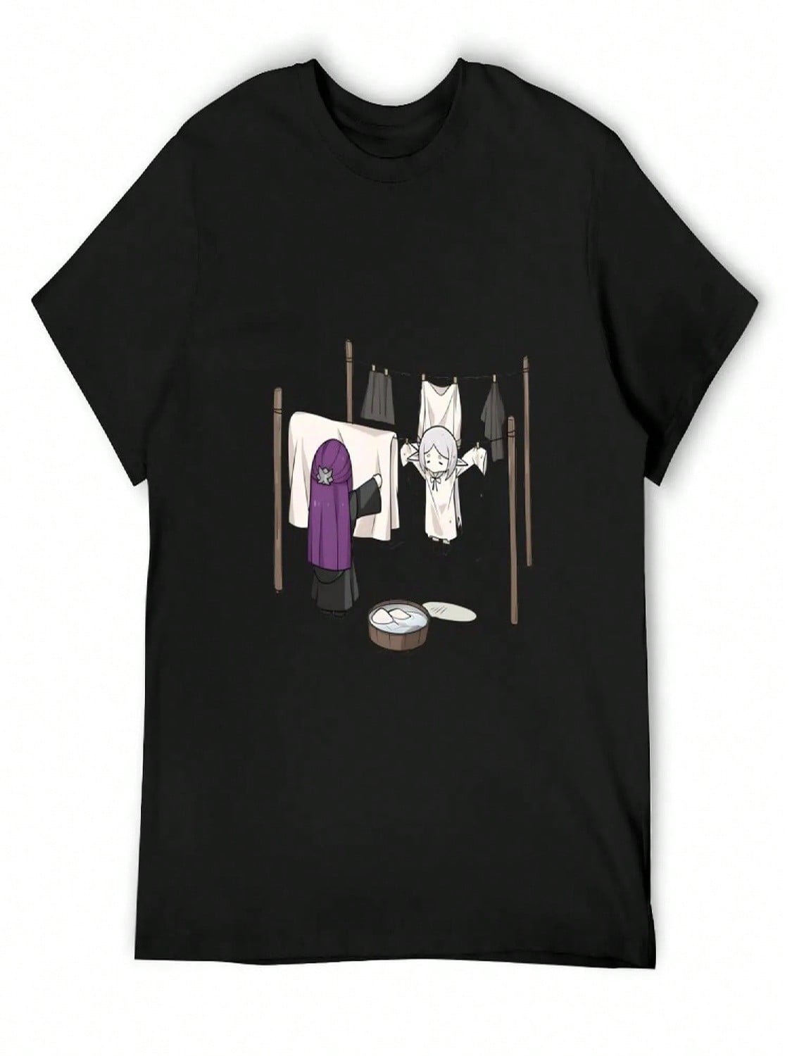 Sousou No Frieren - Frieren And Fern Cute Chibi T-Shirt Quick-Drying Blanks Tees unisex T Shirt Graphic S разноцветный