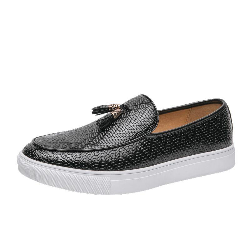 Large Size Breathable Fringed Leather Shoes Men's Casual Versatile Brock Men's Shoes Trendy Fashion One-pedal Shoes
