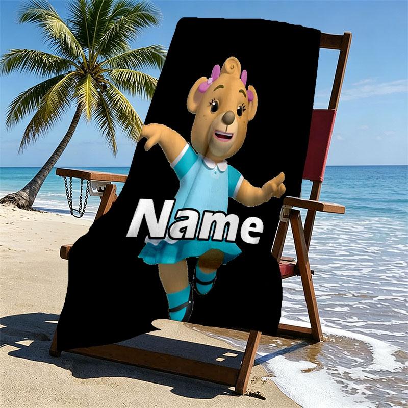 Custom Name Personalized Bananas in Pyjamas Print Beach Towel, for Trip Camping Beach Party Home Decor, Birthday Gift for Family & Friends