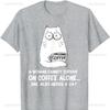 Funny Women Coffe and Cat TShirt Graphic T Shirts Kawaii Clothes Gothic Y2k Top Funny Outdoors High Quality Cotton Shortsleev
