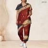 Women Plus Size Splash Patriotic Star Print Scrub Set Short Sleeve V Neck Top And Wide Long Pants Medical Uniform