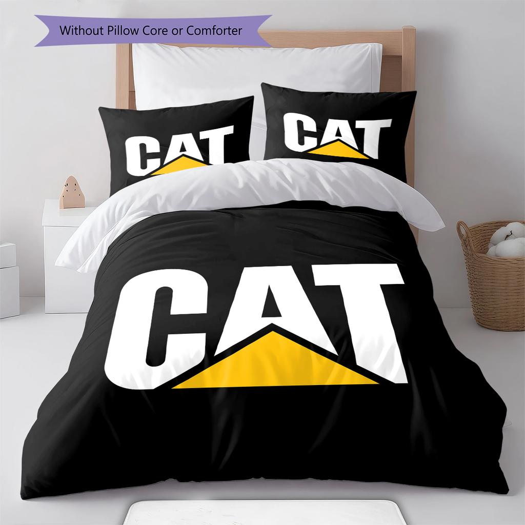 Caterpillar Inc. .  Lenjerie de pat cu model, Set cu cuvertură husă cuvertură față de pernă Cadou de casă de ziua de naștere (1 * husă de pilotă + 2 * fețe de pernă, fără miez)