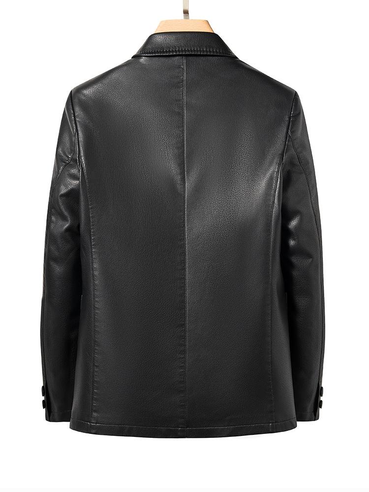 Pu Leather Casual Suit Men's Jacket Slim Spring and Autumn Section Black Brown