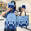 Schulranzen Mehrteiliges Set Kontrastfarbe Unisex High School Schüler Große Kapazität Campus Rucksack