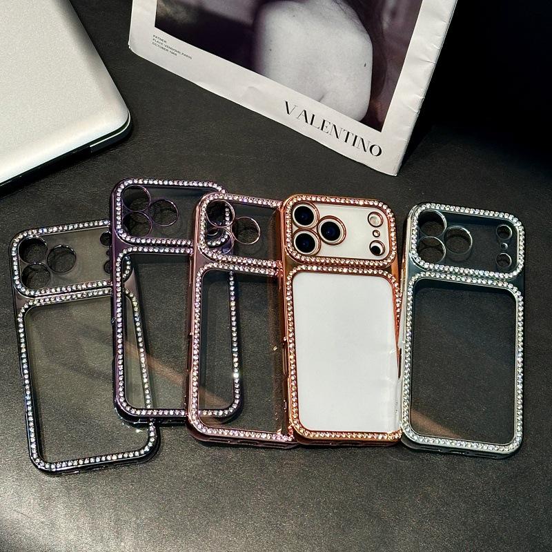 Luxus galvanisierte transparente Strass-Handyhülle für Apple/Samsung