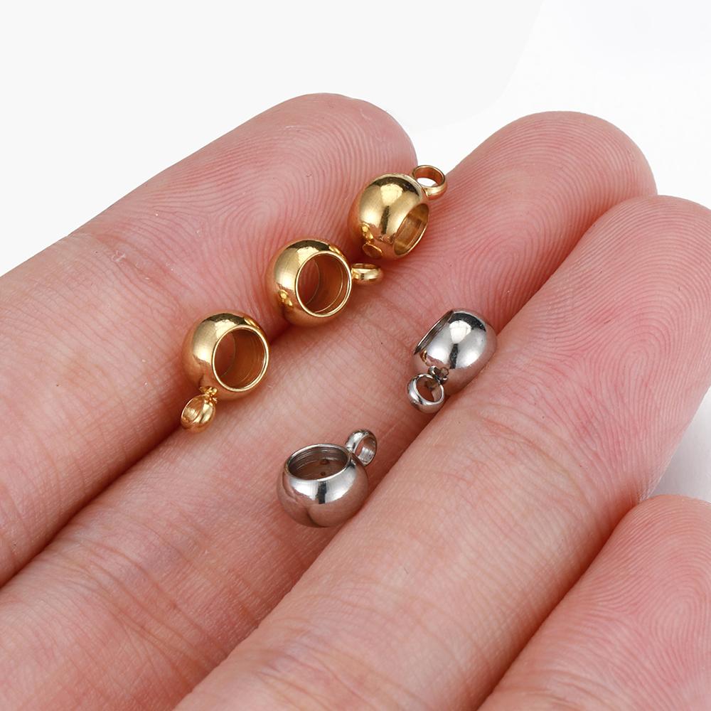 10pcs Stainless Steel Spacer Beads Pendant Charms Clasps Gold Color Bail Beads for DIY Jewelry Making Findings Hole 2-4mm Beads