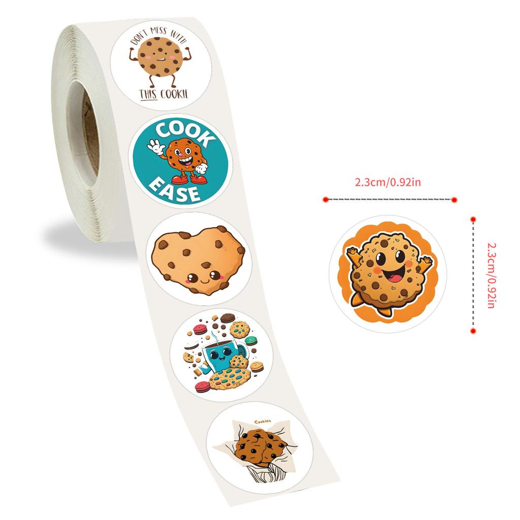 500 Stickers/roll Cartoon Cookies Stickers Cute Children's DIY Skateboard Suitcase Roll Stickers