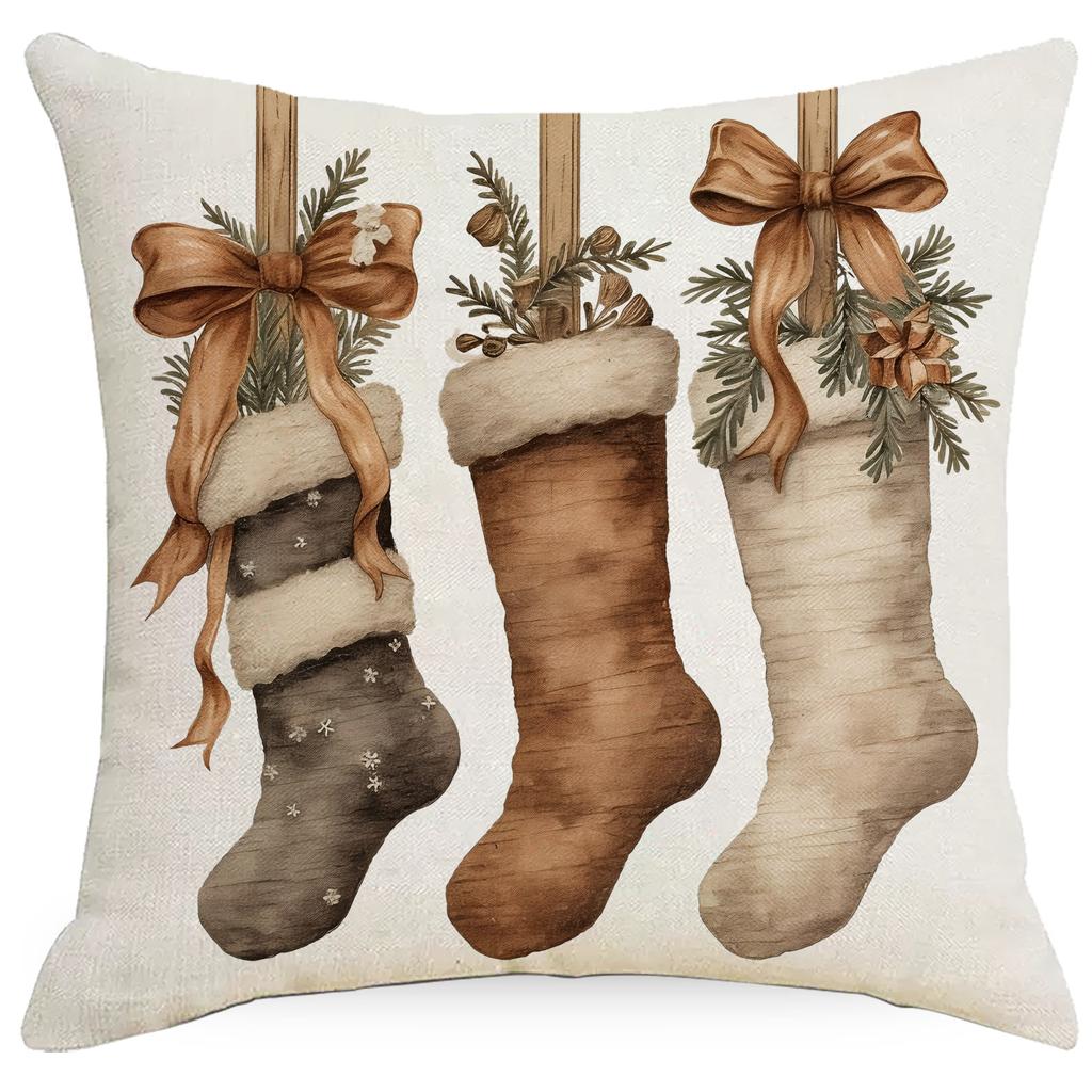 Weihnachts-Kissenbezug Festliche Heimdekoration Sofa Leinen Kissenbezug Kissenbezug Vintage Weihnachten