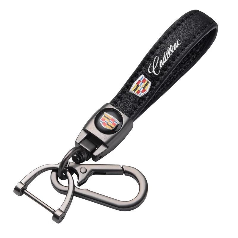 

For Cadillac ATS BLS CT4 CT5 STS XLR XT4 XT6 XTS Escalade Deville DTS Lusury Leather Keyring Car Emblem Key Chains Pendant