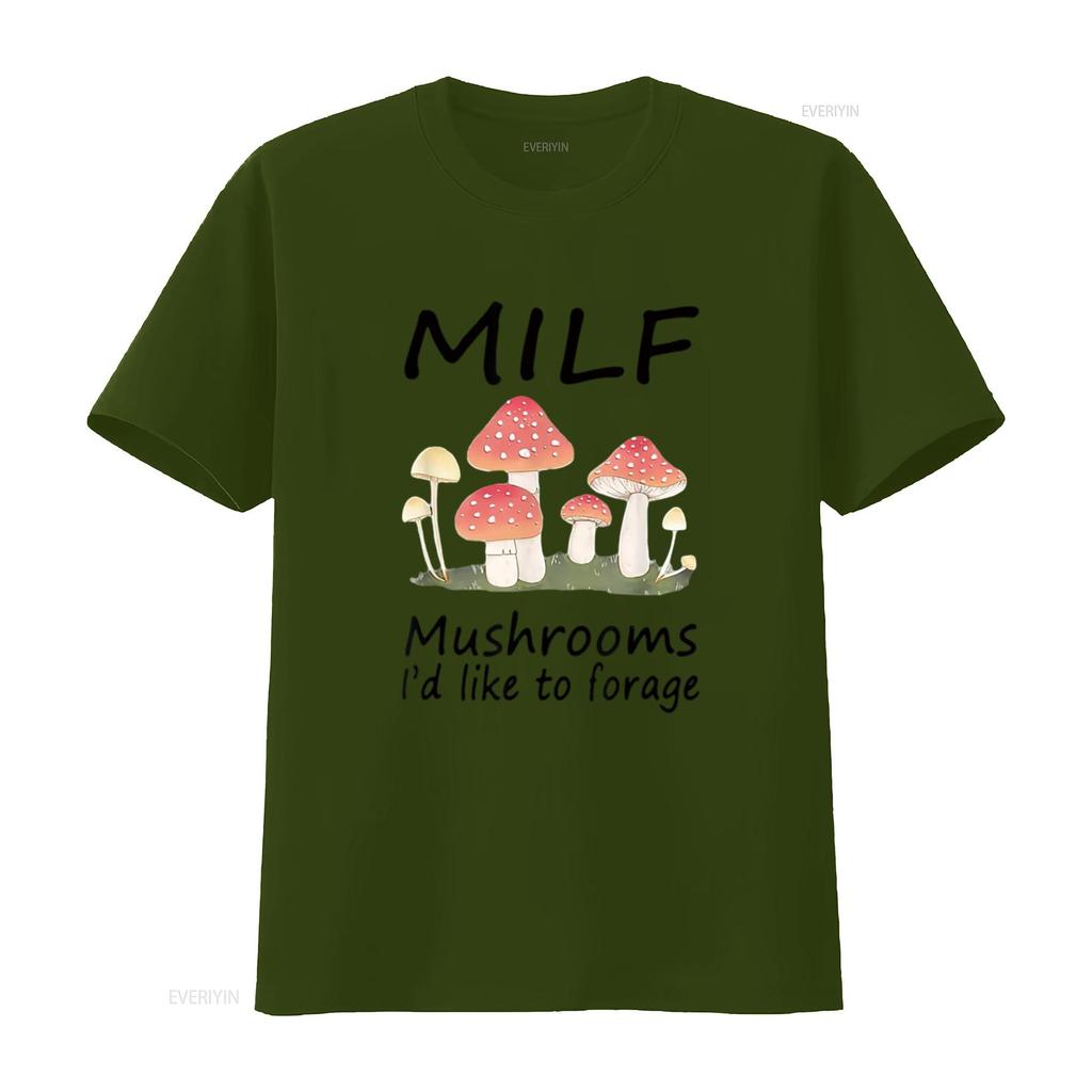 M I L F Mushrooms D Like To Forage Apparel Womens T Shirt White Vintage Washed Comfortable Breathable Soft Stylish Homme