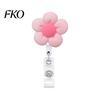 Decorative Acrylic Badge Reel Cute Flower Reel, Retractable ID Card Silent Telescopic Clip Holder for Nurses, Office Workers, Managers, Students
