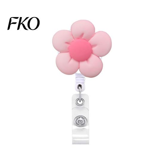 Decorative Acrylic Badge Reel Cute Flower Reel, Retractable ID Card Silent Telescopic Clip Holder for Nurses, Office Workers, Managers, Students