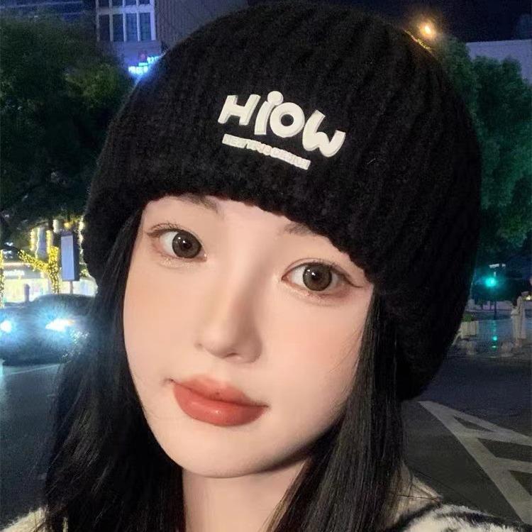 Knitted Hat Autumn and Winter Style Women's Wool Hat Showing Face Big Head Circumference  Versatile Hat Ear Protection and Warm Korean Wool Hat