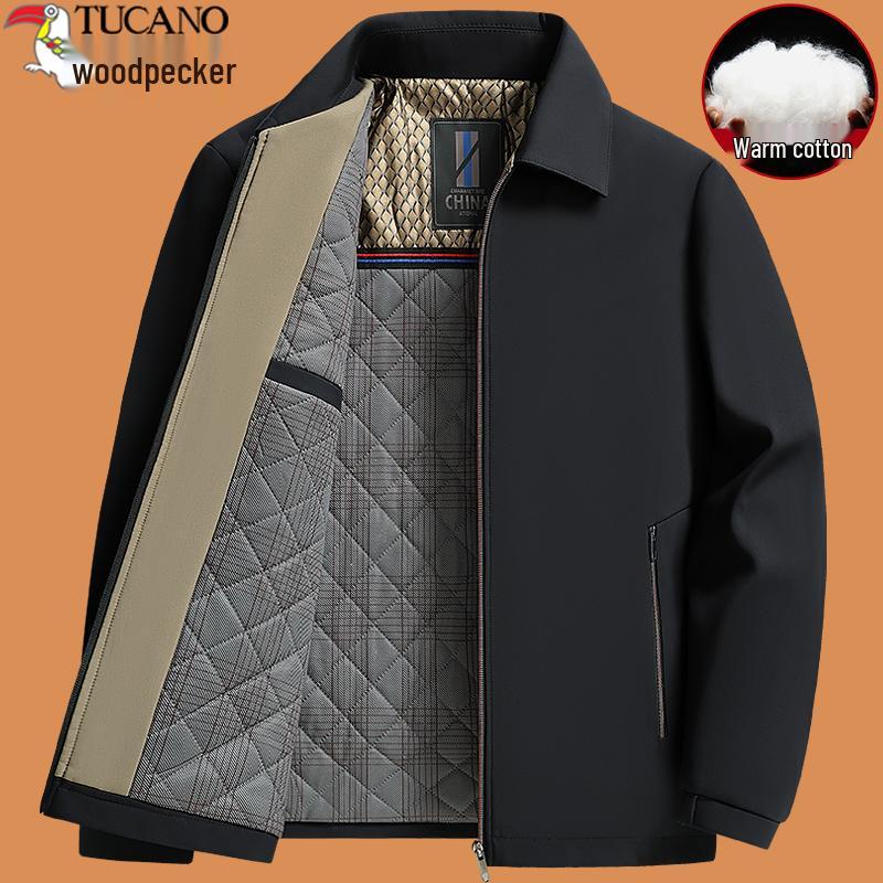 Woodpecker Men's 2025 Autumn/Winter Thickened Cotton Jacket for Middle-aged & Elderly