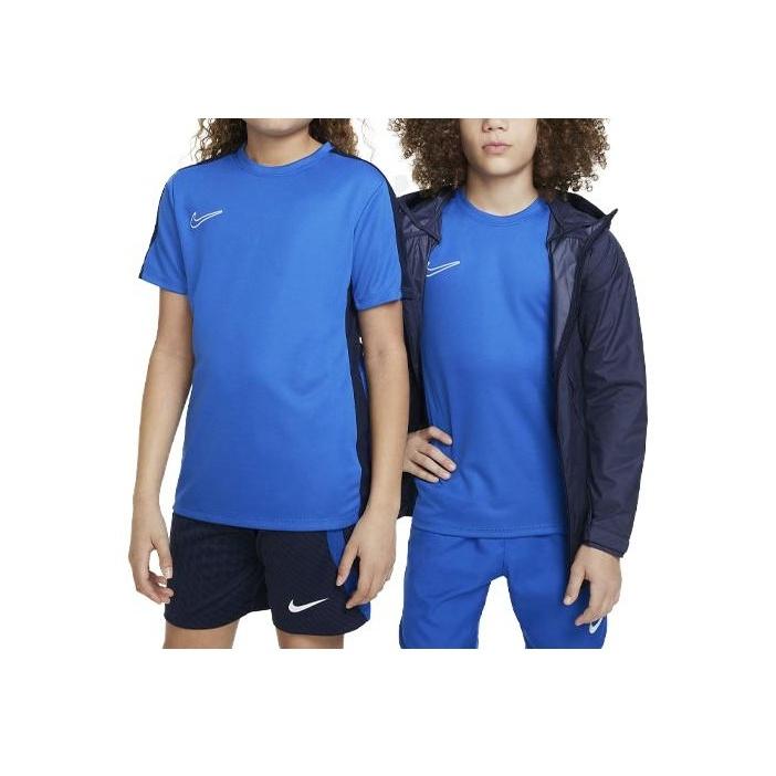 Nike Dri-FIT Academy 23 Color Block Logo Embroidered Crew Neck Sports T-Shirt Kids Tops Blue DX5482-463