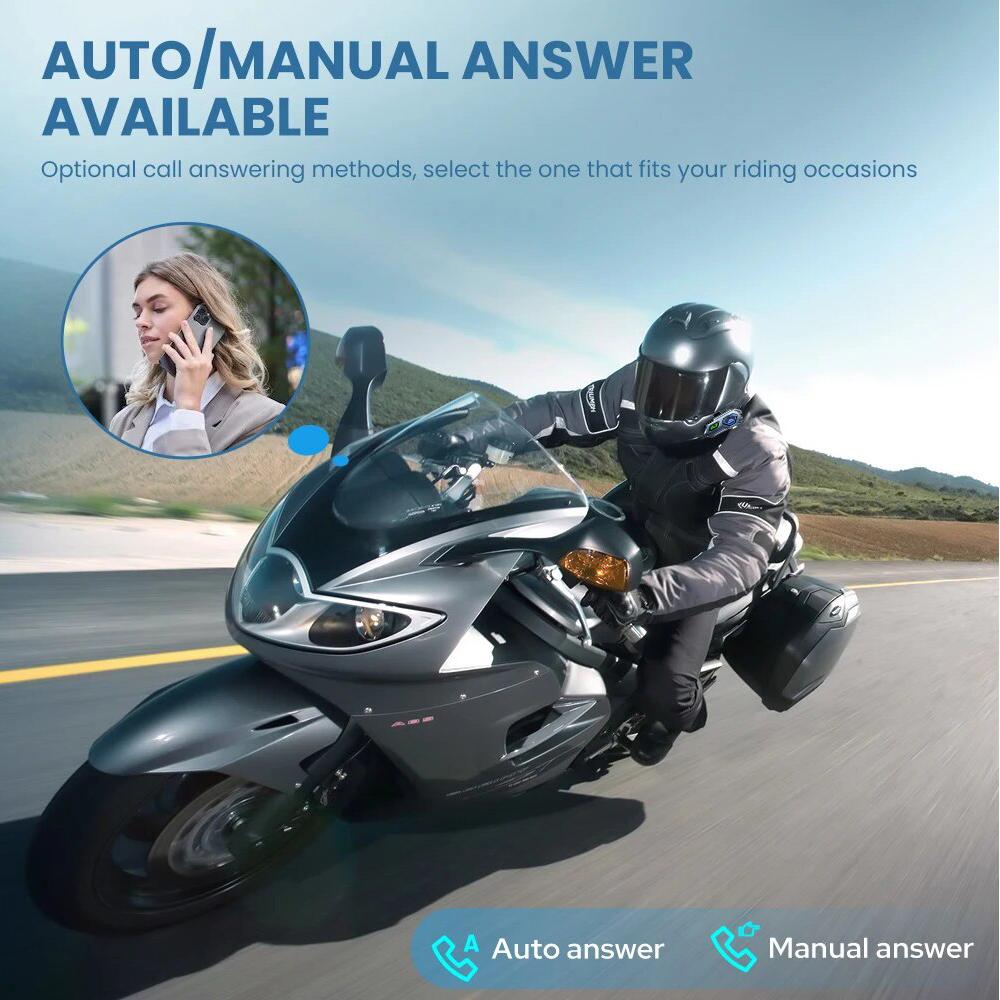 C8 Pro Motorcycle Helmet Intercom Bluetooth Headset V5.3 Hands Free Call Wireless Noise Reduction Waterproof 300M Interphone