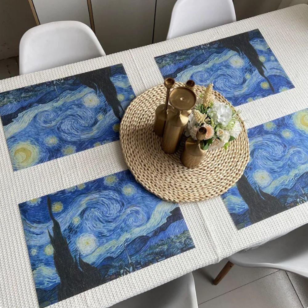 

Non-Slip Oil Paintings Placemat Washable Coffee Cup Mats Drink Coasters Kitchen