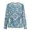Women's Fashion Casual Long Sleeve Print Round Neck Pullover Top Blouse