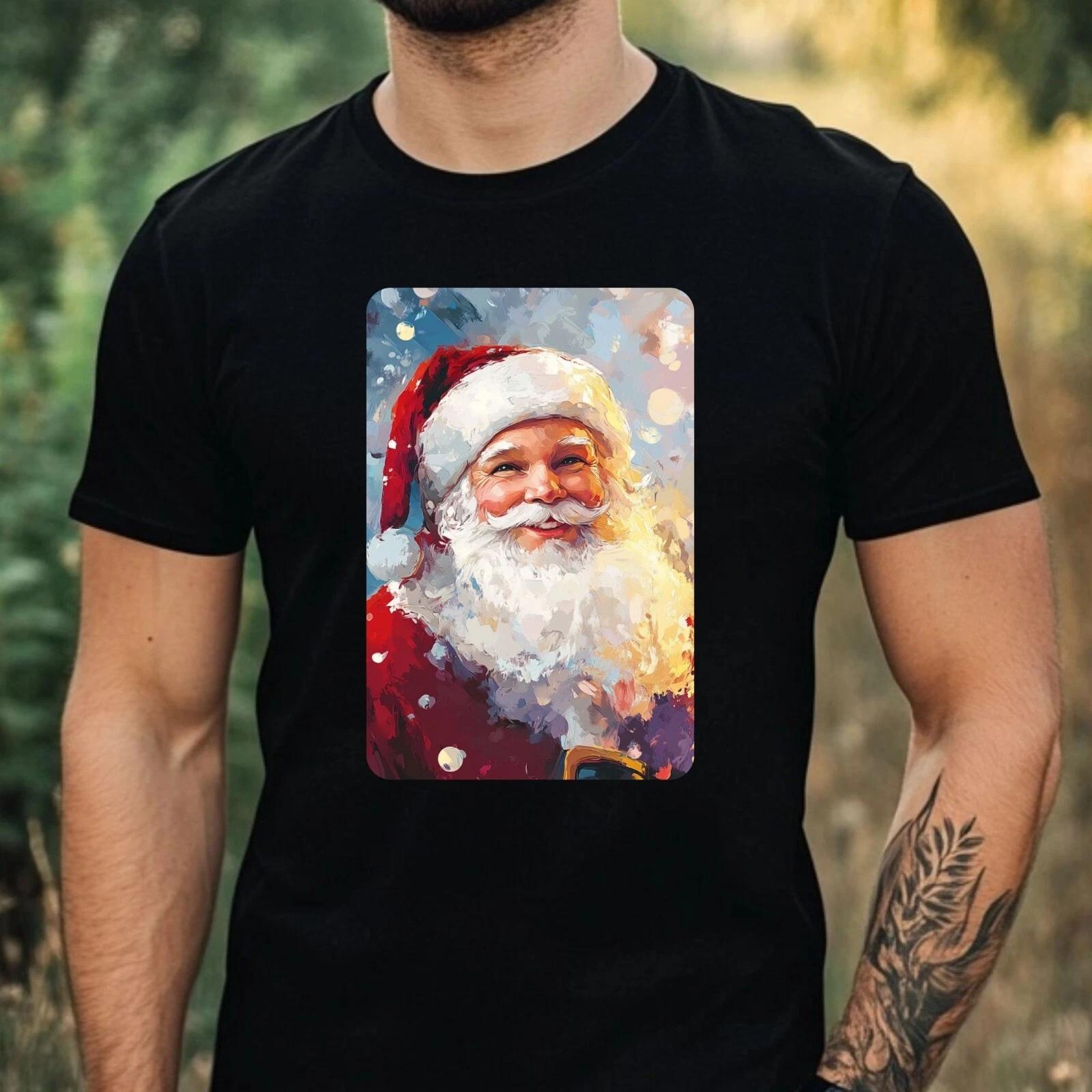 T-Shirt Herren Weihnachtsmann Portrait Motiv Baumwolle Größe XS bis 5XL XXXXL