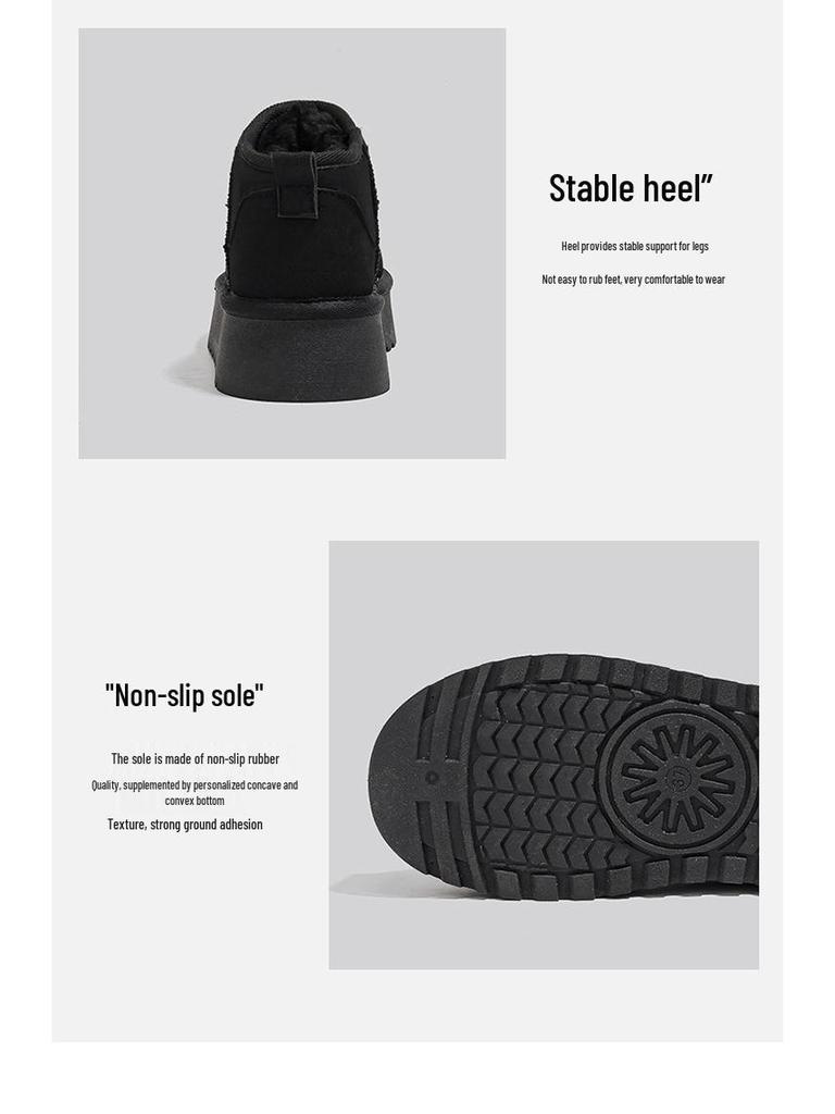 Women's Winter Warm Cotton Platform Snow Boots, Plus Velvet Ankle Boots, Non-Slip Versatile Style