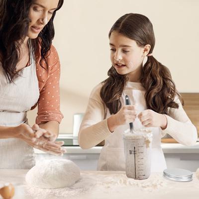 Fermentator de acasă de 501-800ML cu termometru Borcan de fermentare pentru aluat, transparent, etanș, gura lată, cu capac și spatulă.