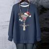 Ladies' Christmas Printed Round Neck Long Sleeved T-shirt Sweatshirt Top