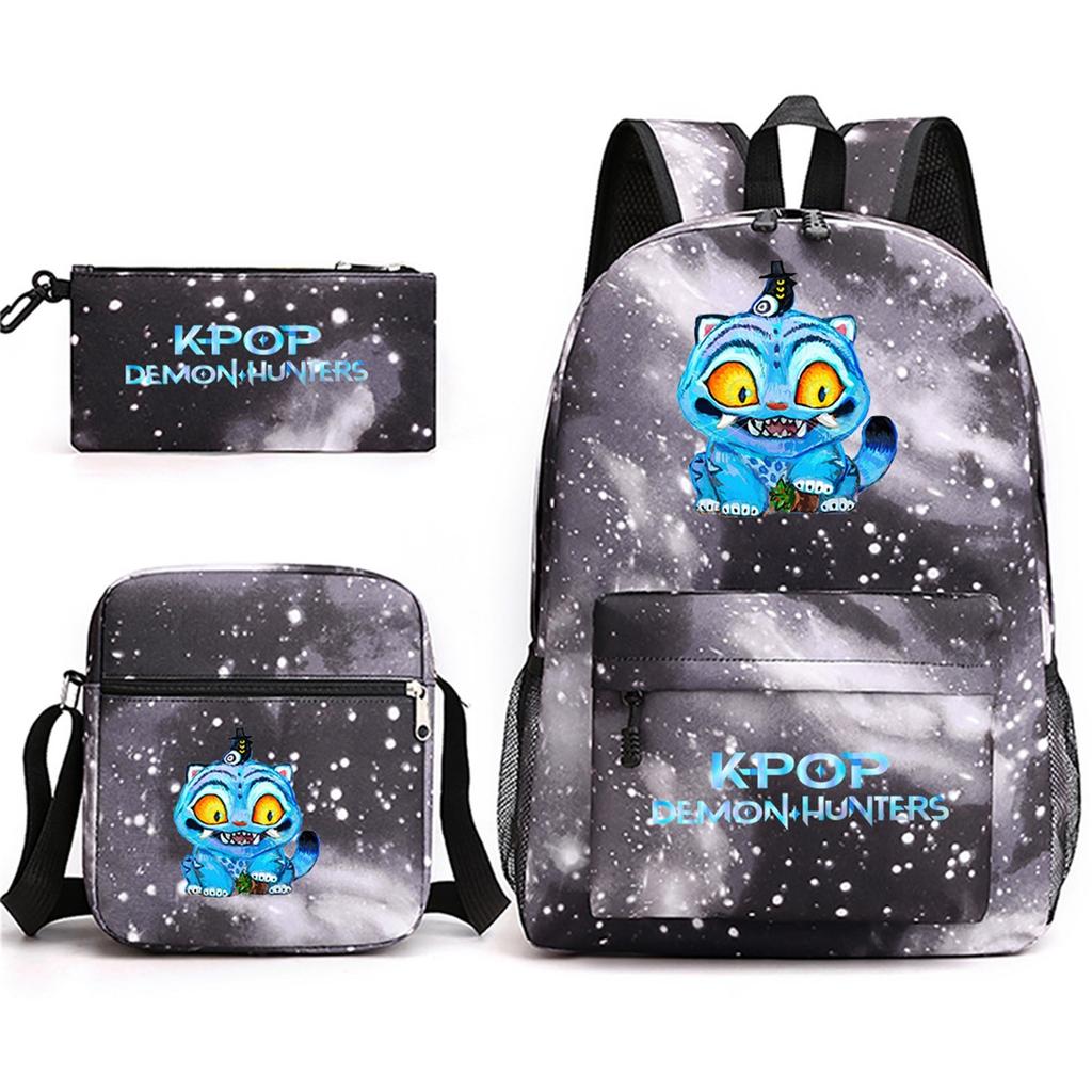 Movie Peripheral Print Backpack, School Bag Student Campus With Plush Ball Backpack