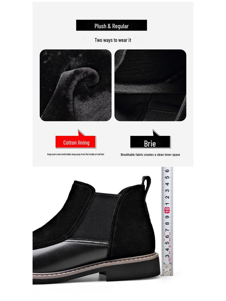 Men's Trendy Velvet-Lined Martin Chelsea Boots for Autumn/Winter