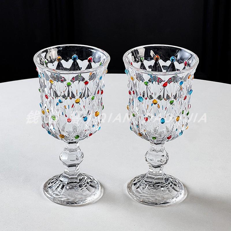 Elegant Glass Champagne Cup Set Creative Hand-Painted High-Aesthetic Value Red Wine Glasses French Style Beverage Accessories