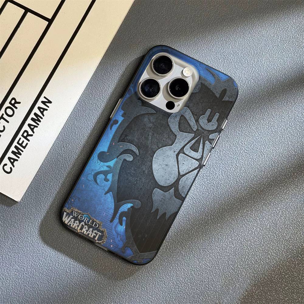 W-World Of W-Warcraft Game Retro Corrugated Pattern For IPhone 17 16 15 14 13 12 11 16 Pro Max Plus Pro Non-slip Phone Cover
