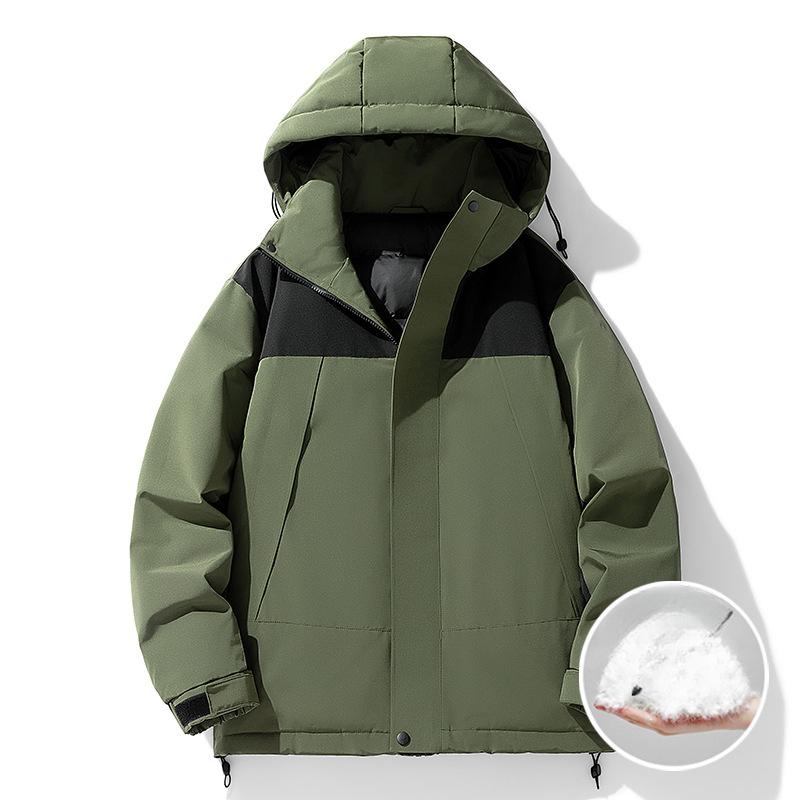 Winter New Men's Korean Style Contrasting Color Hooded Thickened and Warm 90 White Duck Down Down Jacket Trendy Couple Versatile Jacket