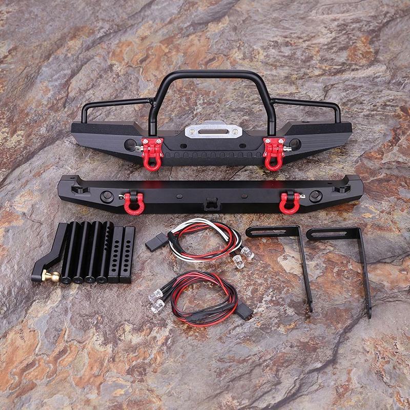 High Quality Metal Rc Rock Crawler Bumper With Bright Led Lights For Axial Scx10 9004