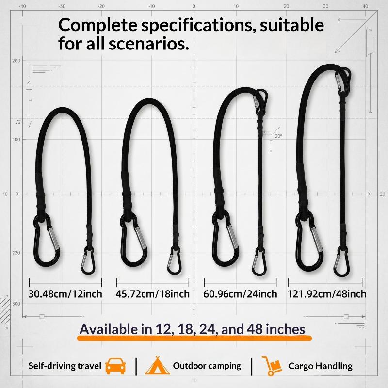 Outdoor Travel Luggage Packing Ropes Luggage Packing Ropes Elastic Tie Strap String Carabiner Hooks Motor Cycling Ropes