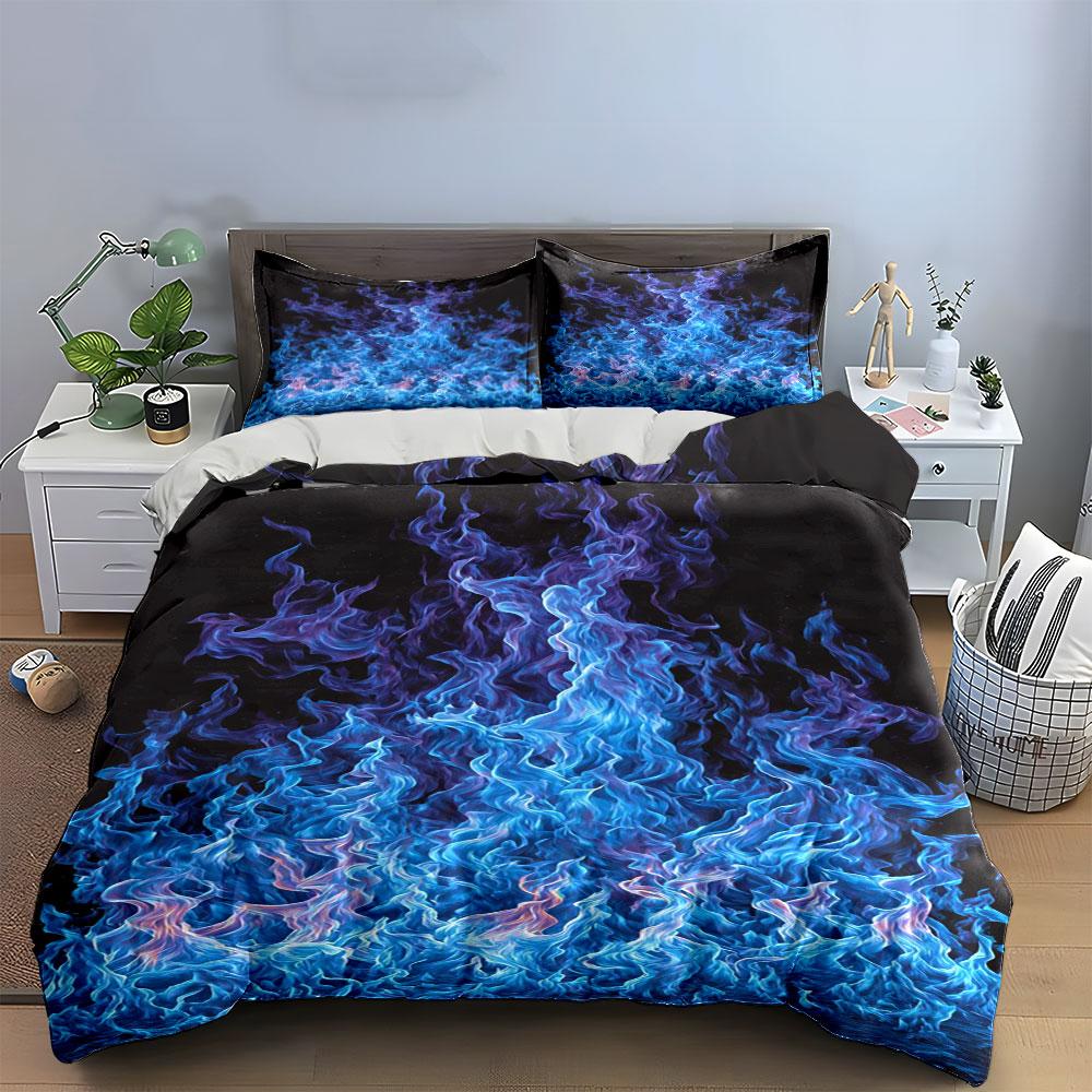 Blue and Purple Flames. Bedding Sets Duvet Cover Sets Duvet Covers Pillowcases(1 * Duvet Cover 2 * Pillowcases, Without Duvet Insert)