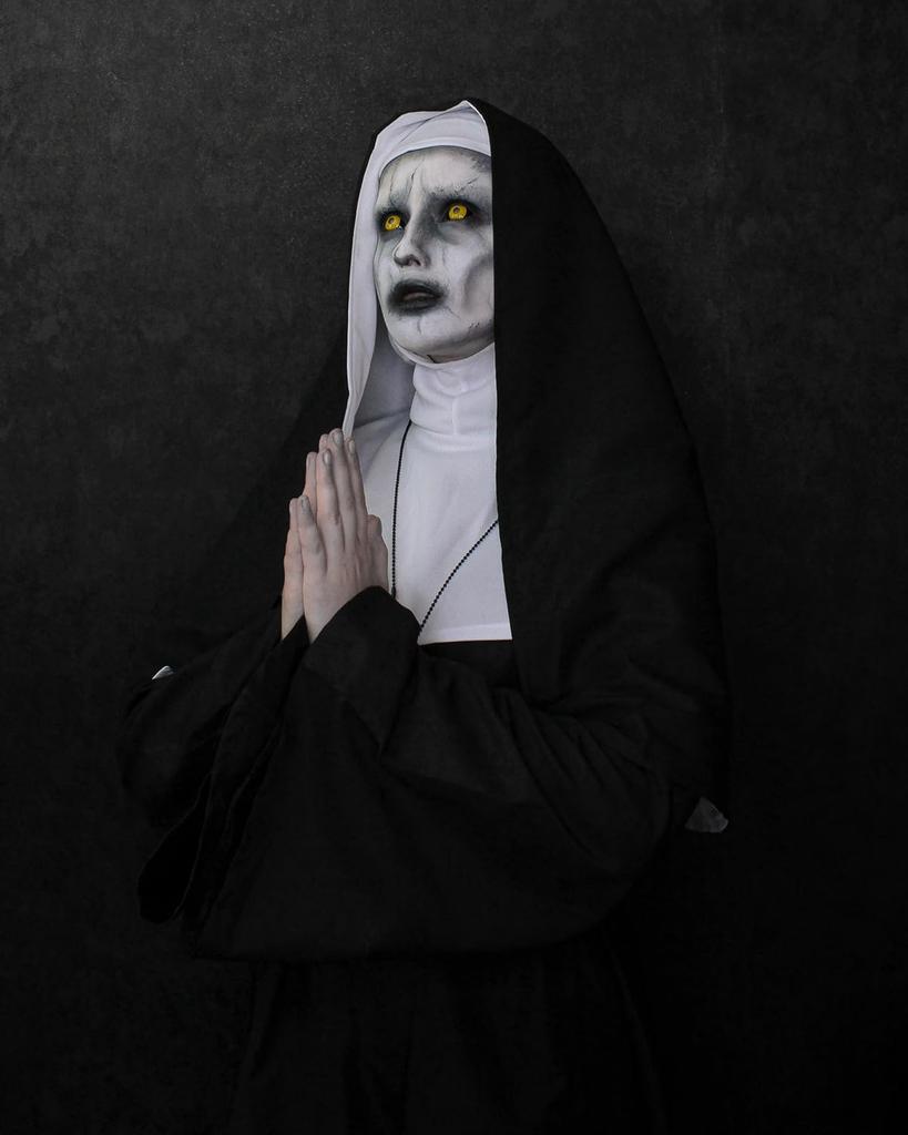 Sister Cosplay with Hood and The Conjuring Sister Adult Nun for Theater and Costumes [Divine Quality] Cross, Costume, Black, Costume, (Black, L)