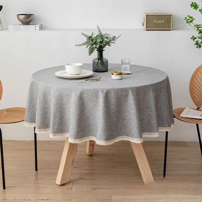 Grande Nappe Ronde Couleur Unie Coton Lin Imperméable Anti-salissure Salle à Manger Ménage Nappe Hôtel Chambre d'Hôtes