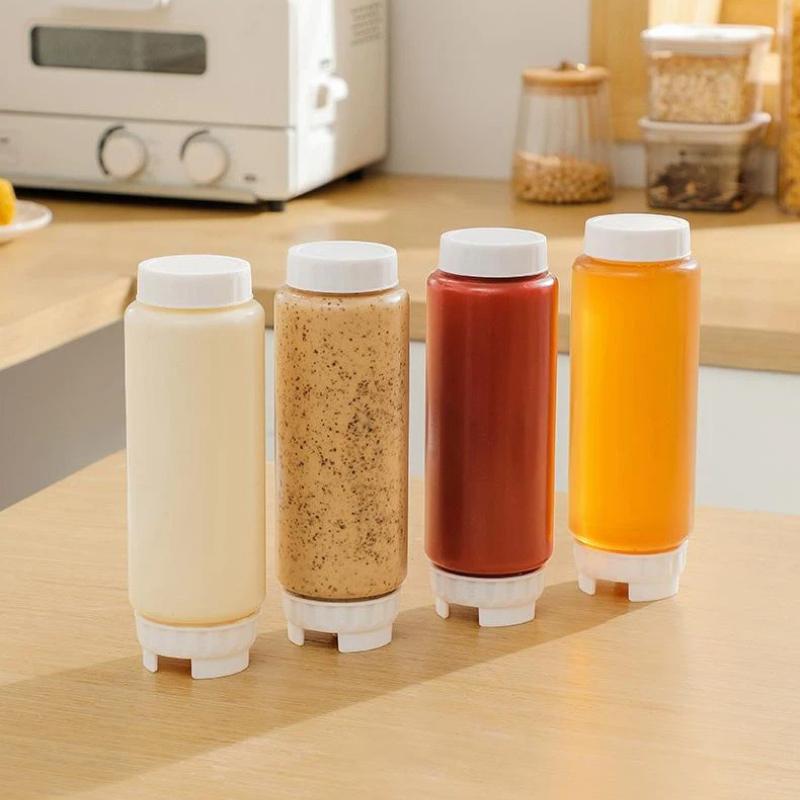 Squeeze Sauce Bottles BPA Free Double Nozzle Leak Proof Food Grade Plastic Reusable Dispenser for Picnic Camping