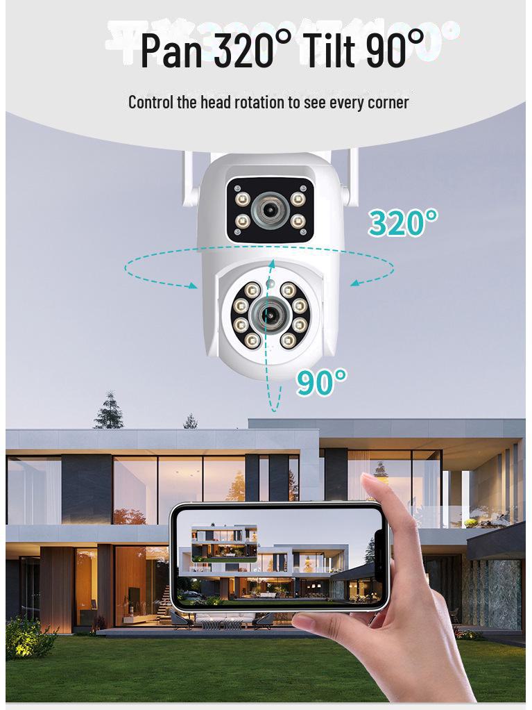 4MP HD Outdoor WiFi Dual-Lens Surveillance Camera with AI Tracking & Warning Light Alarm