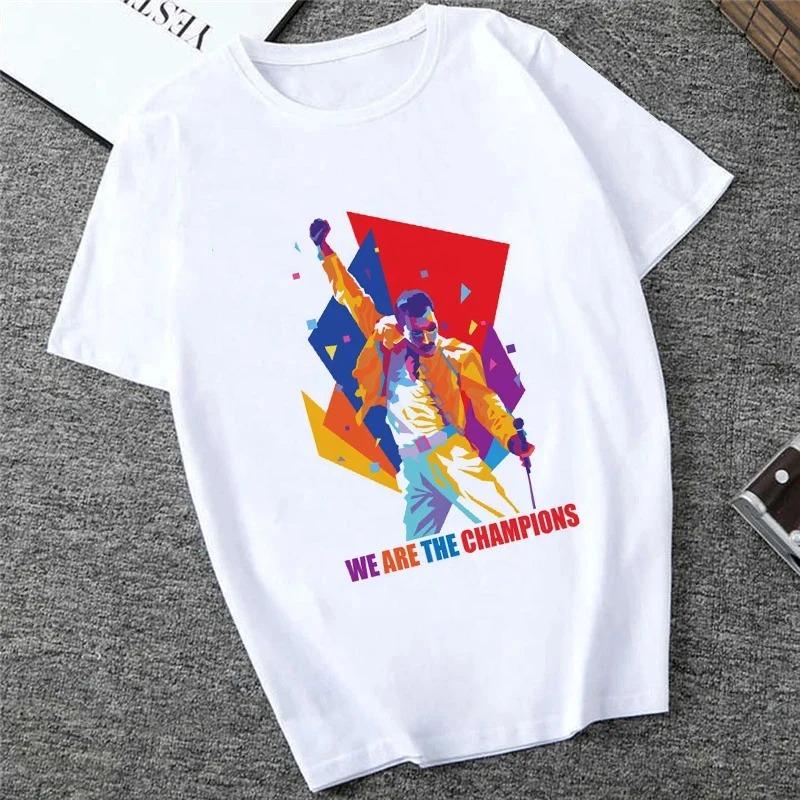 Freddie The Queen Tričko Bílé Módní Dámská Trička Harajuku Kawaii Oblečení Krátký Rukáv Letní Tričko Ležérní Dámský Top O-výstřih