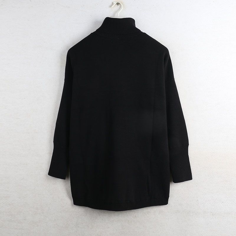 Fall and Winter New Arrival Export Japanese Single Women's Clothing High Collar Loose Plus Size Long Sleeves Sweater Front Short Back Length Knitwear