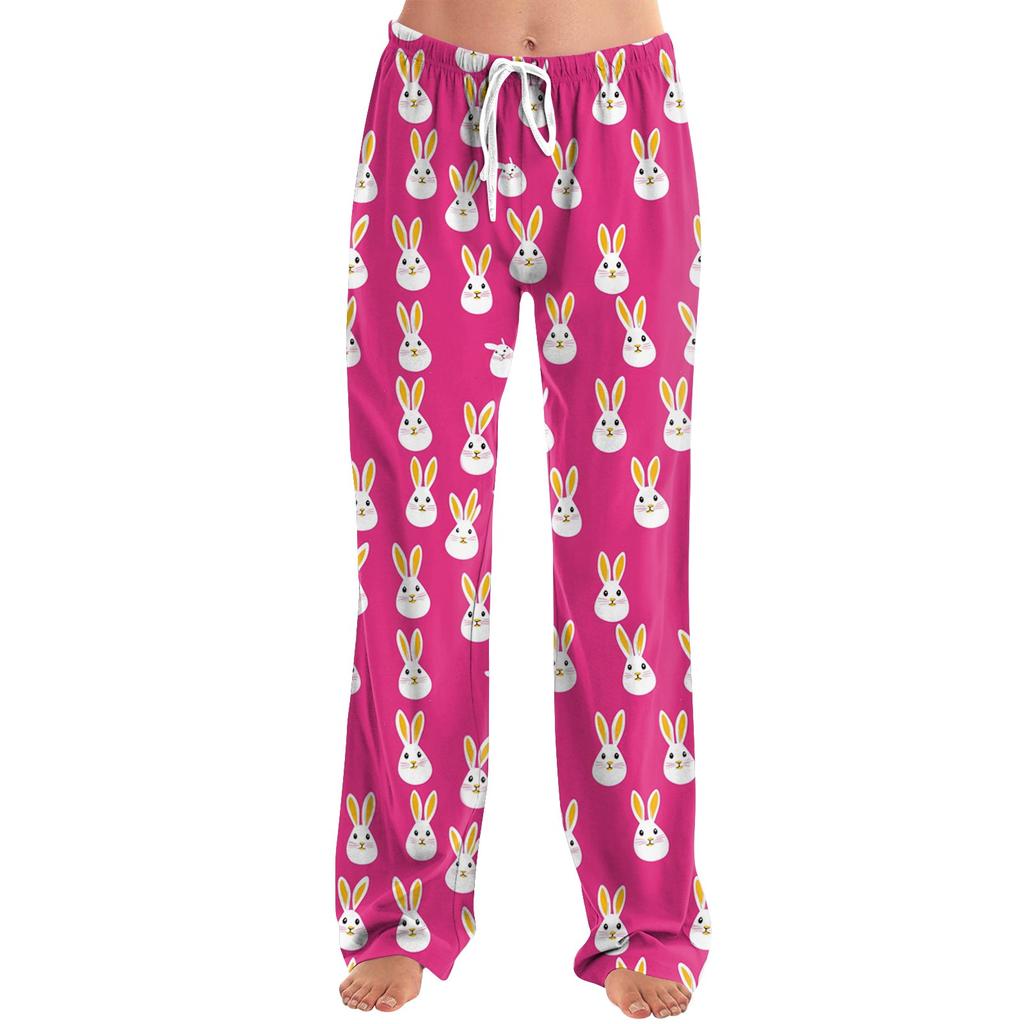 Dámské pyžamové kalhoty na spaní, ležérní stahovací šňůrky, elastický pas, pohodlné rovné jógové volné kalhoty, velikonoční
