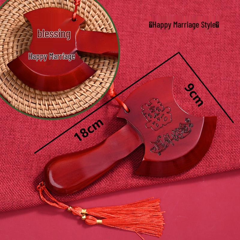 Peach Wood Deep Red Axe Pendant: Wedding Blessing for New Home & Bed-Pressing Ceremony