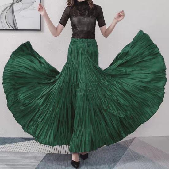 Women Skirt Skirt Elastic High Waist Maxi Pleated Dance Skirt Party
