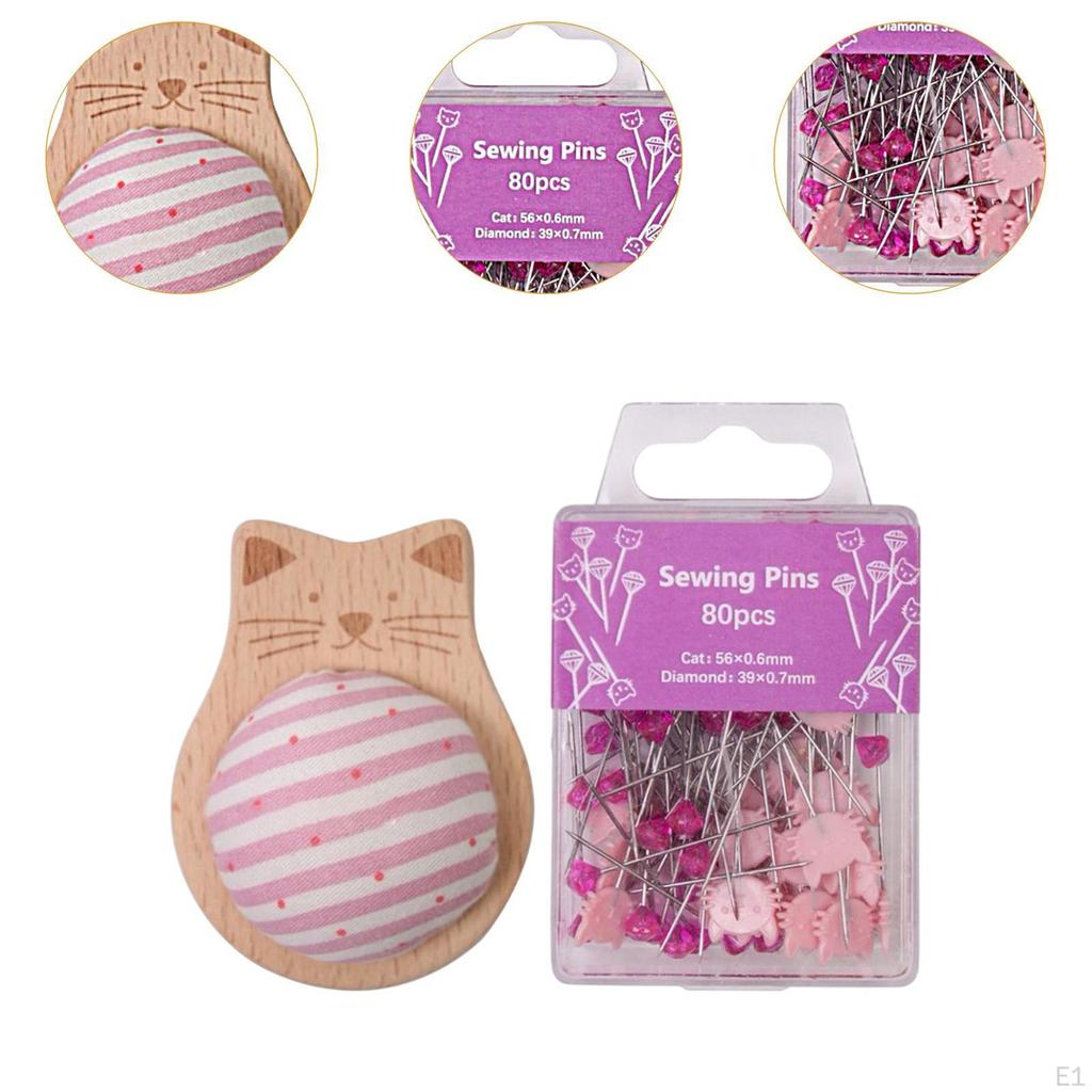 Compact Pincushion with 80 Straight Pins for Home And DIY Projects