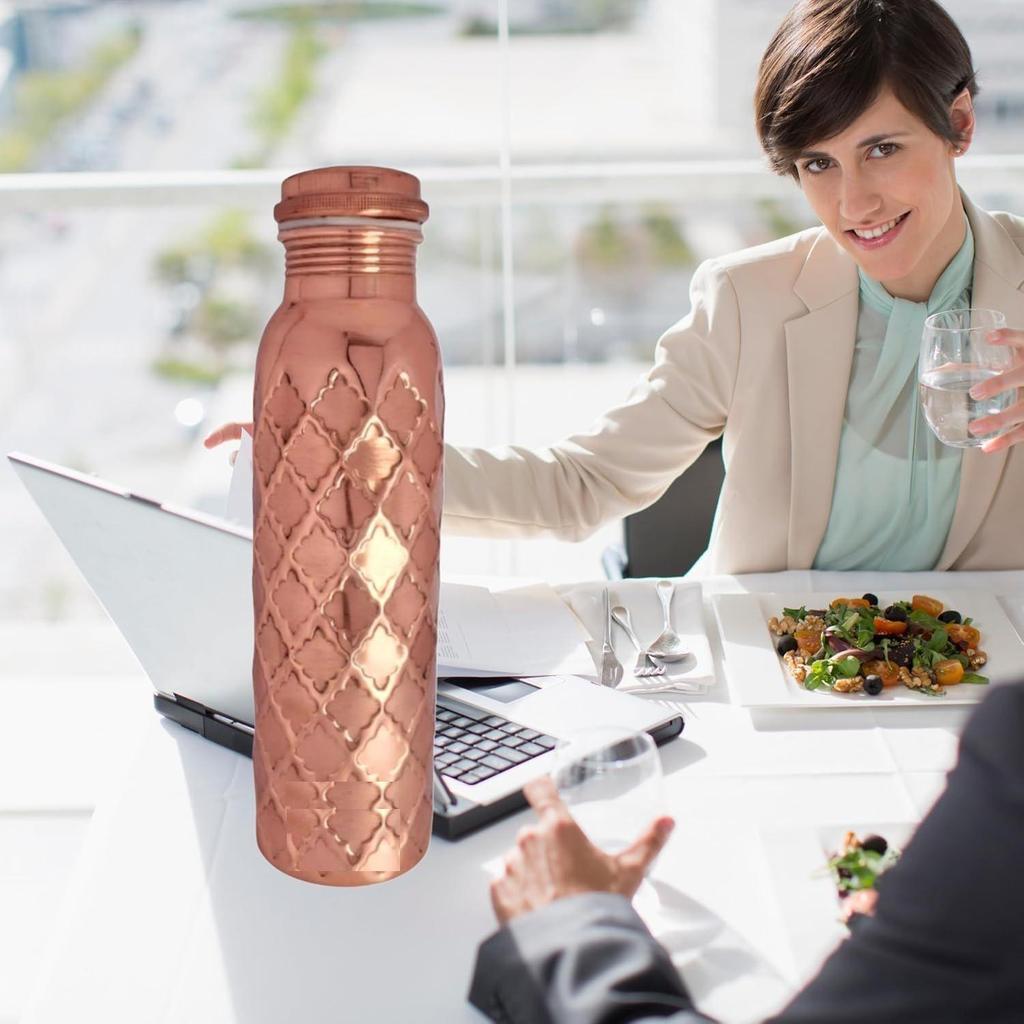 Pure Copper Water Bottle 950ml | Leak-Proof Ayurvedic Drinkware | Eco-Friendly Plain Copper Bottle 1000 ml (Pack of 1)