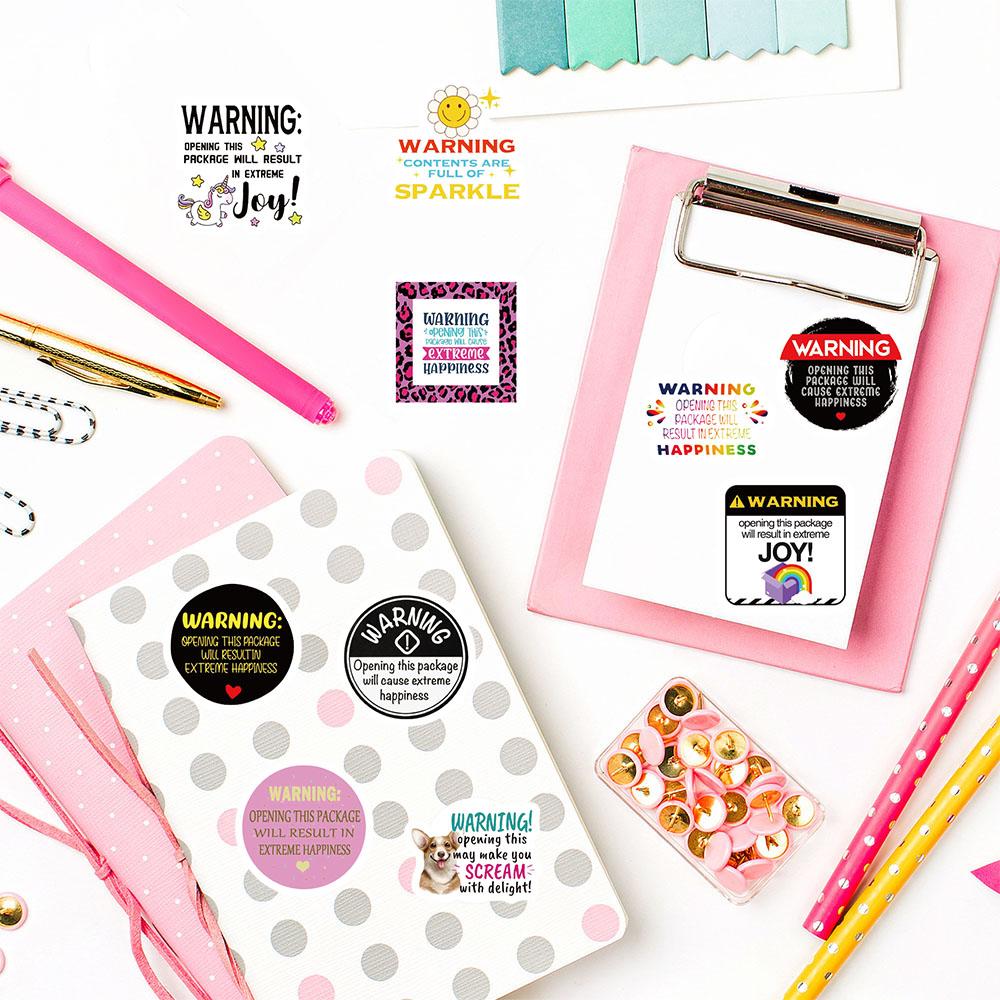 500PCS Warning Sticker Roll Stickers Motorcycle Motivational Laptop Word Funny Warning Decorative Student Stationery Stickers